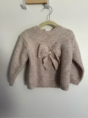 Zara Girls Beige Bow Front Knit Sweater